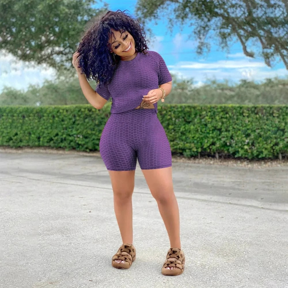 XS XXXL Two Piece Short Suits Woman Clothing Workout Wear Jogging Outfits Tracksuit Summer 2 Piece Sport Set For Women