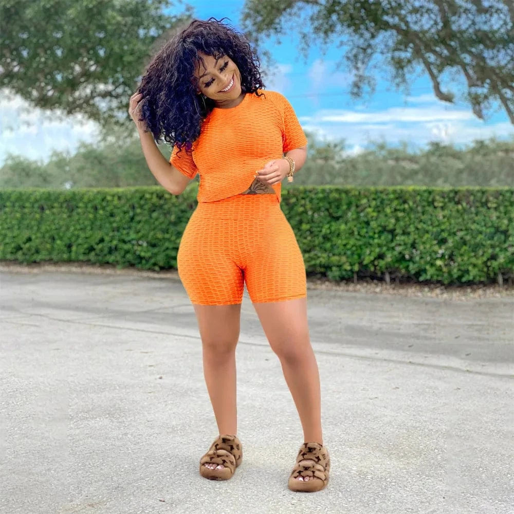 XS XXXL Two Piece Short Suits Woman Clothing Workout Wear Jogging Outfits Tracksuit Summer 2 Piece Sport Set For Women