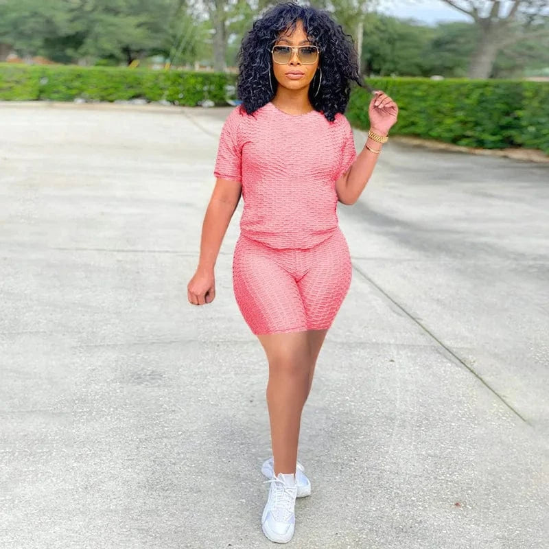 XS XXXL Two Piece Short Suits Woman Clothing Workout Wear Jogging Outfits Tracksuit Summer 2 Piece Sport Set For Women