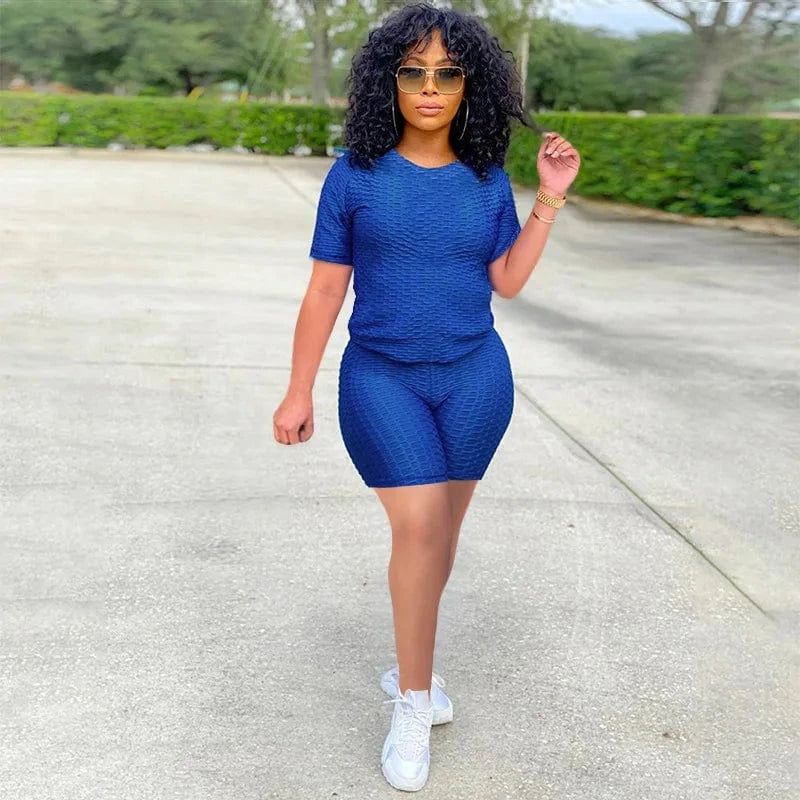 XS XXXL Two Piece Short Suits Woman Clothing Workout Wear Jogging Outfits Tracksuit Summer 2 Piece Sport Set For Women