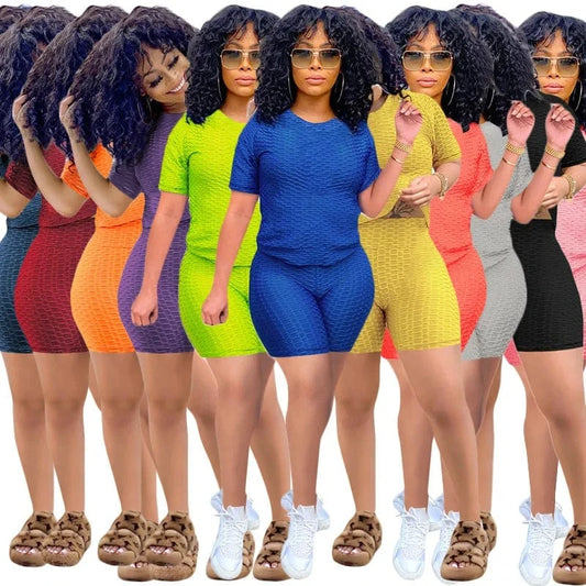 XS XXXL Two Piece Short Suits Woman Clothing Workout Wear Jogging Outfits Tracksuit Summer 2 Piece Sport Set For Women