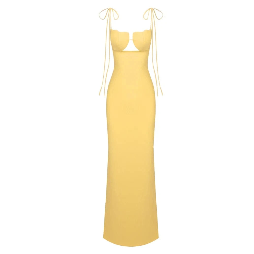 XS / Yellow New Arrivals Women's Bodycon Spaghetti Strap Sleeveless Bandage Party Evening Dresses