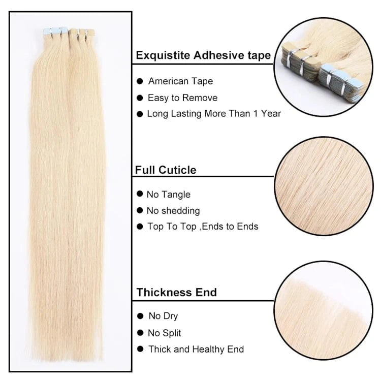 XUCHANG HARMONY HAIR 20inches 2.5g/piece 50g/pack 100% human pure virgin remy invisible tape in human hair extension