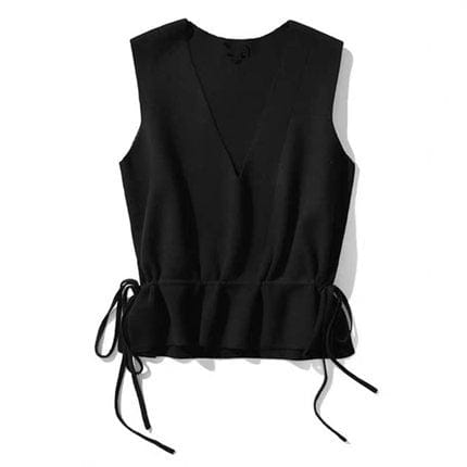 XXL / black 2022 Vest Women's Short V-Neck Waist Trimming Knitted Korean Style Sweater Fashion