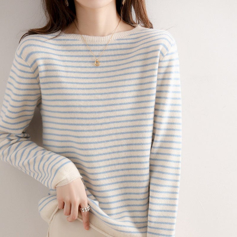 XXL / White 2022 Sweater Women's Long-Sleeved Round Neck Loose Color Matching Base Shirt Wholesale