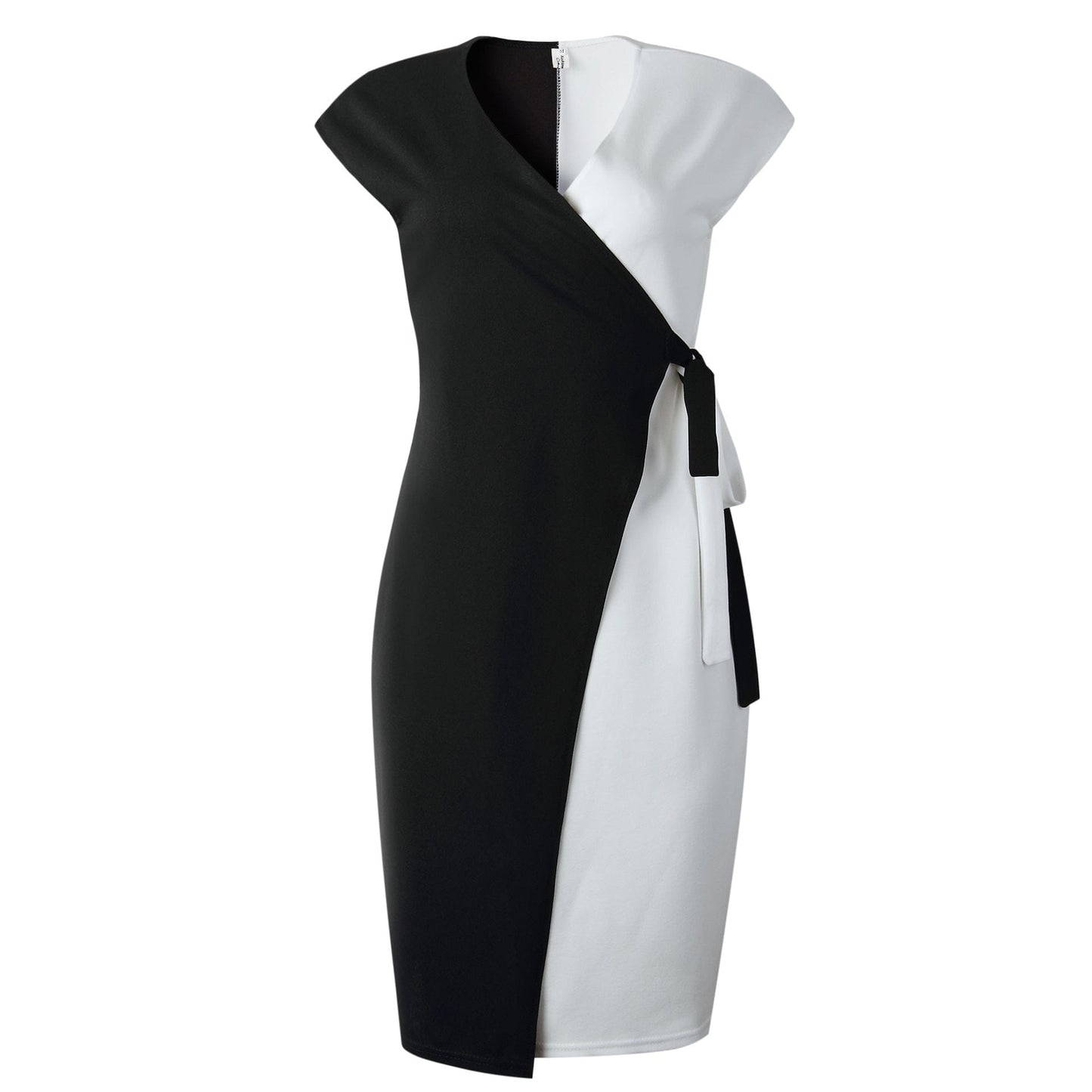 XXXL / black Elegant Bodycon Sleeveless Patchwork Sashes Women Career Office Dress