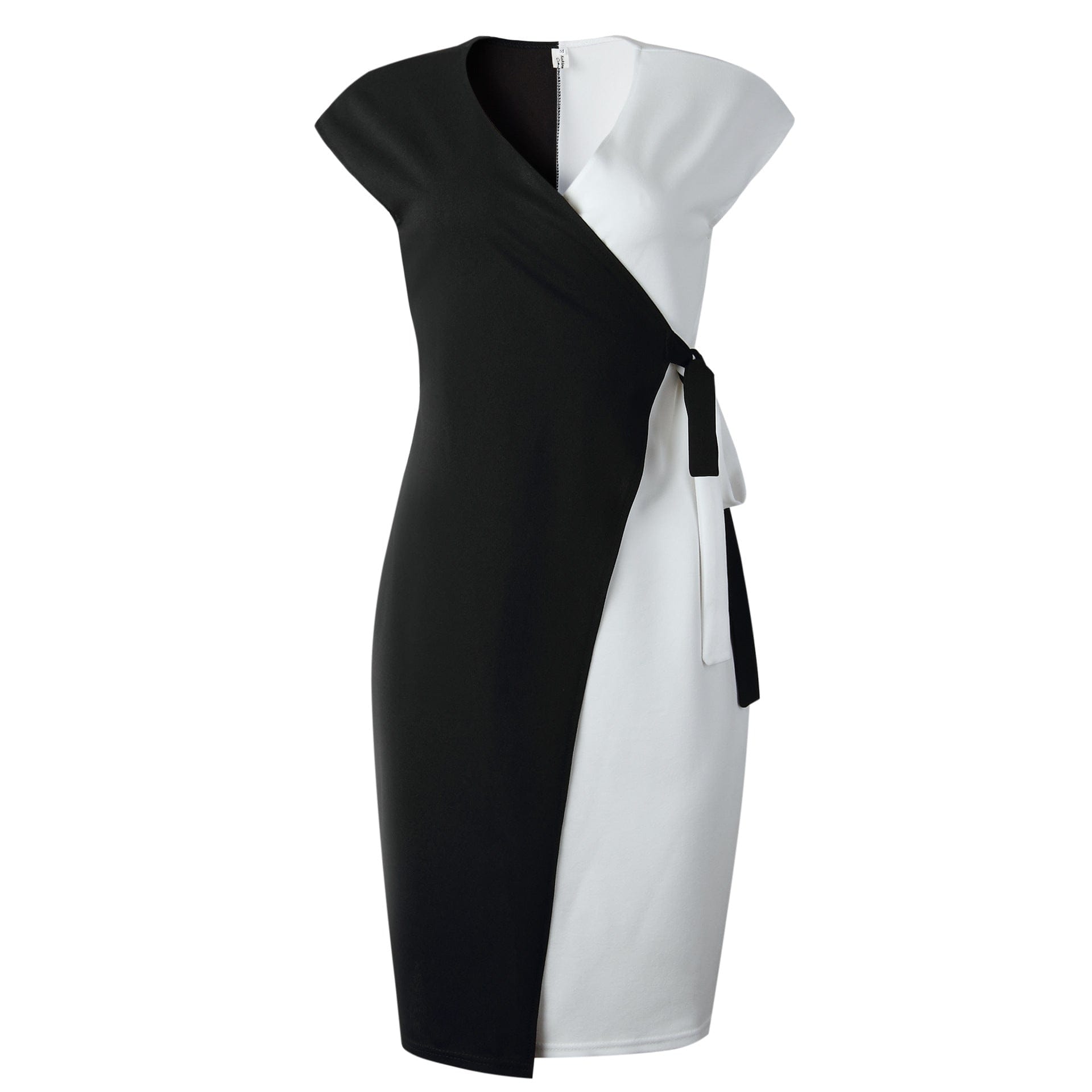 XXXL / black Elegant Bodycon Sleeveless Patchwork Sashes Women Career Office Dress