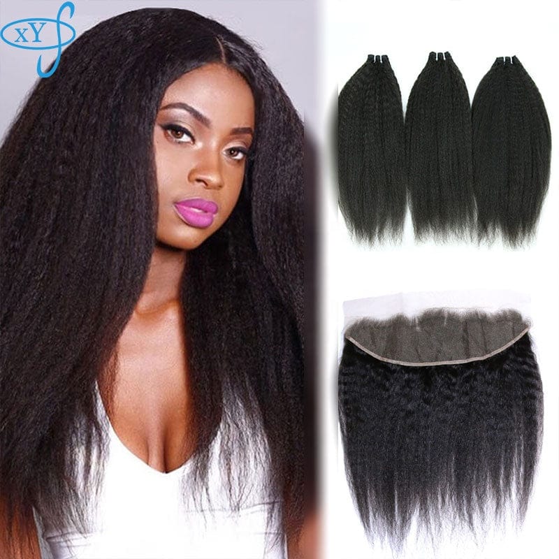 XYS Luxury Hair Yaki Straight Lace Front Wigs, New Products Curly Wig for Black Woman, Smooth Natural Virgin Human Hair Wigs