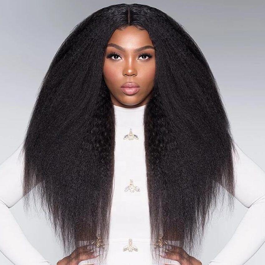 XYS Luxury Hair Yaki Straight Lace Front Wigs, New Products Curly Wig for Black Woman, Smooth Natural Virgin Human Hair Wigs