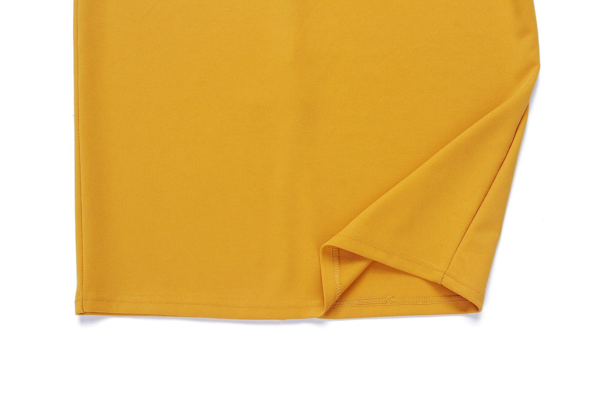 Yellow Elastic Bodycon Waist Belt Pencil Dresses Office Career Ladies