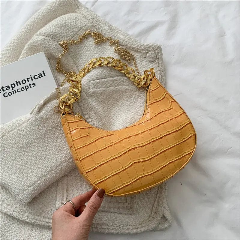 Yellow M453 Brand Designer Crocodile Pattern Women's Crossbody Bag Fashion Chain Messenger Bag Small Hobos Lady Shoulder Bag