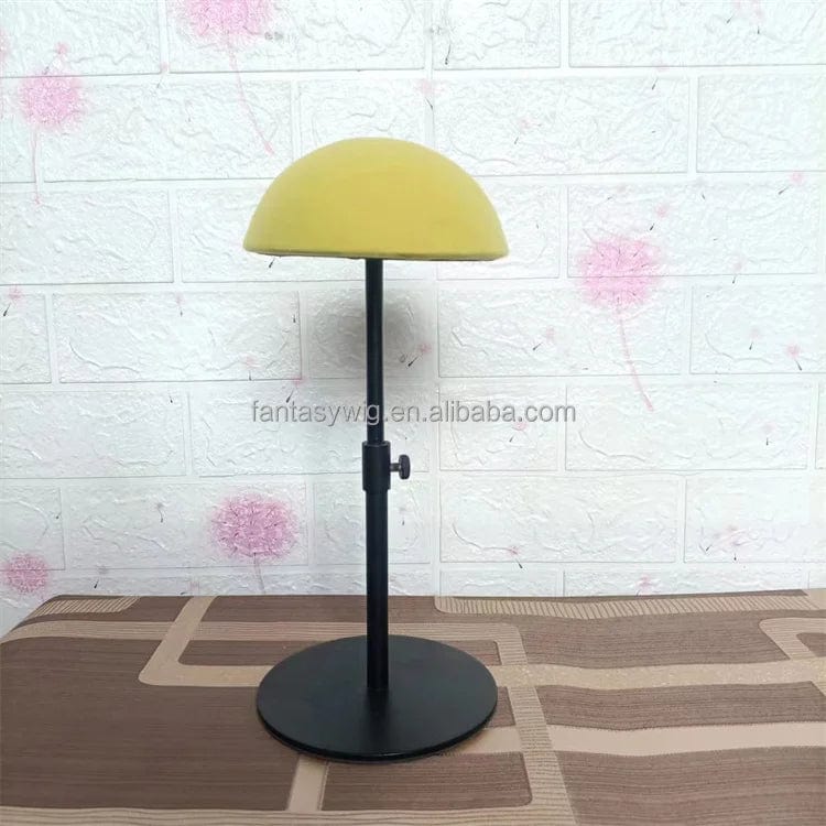 Yellow mannequin + black stand Custom Bald Mannequin Head Wig Jewellery Stand Velvet Head Mannequin for Hairdressers Storage