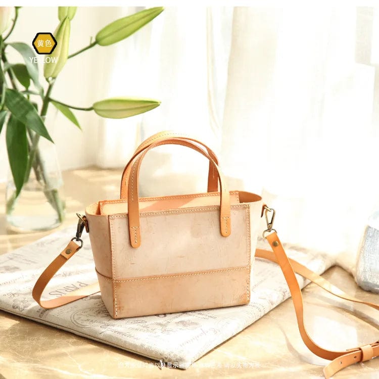 Yellow New Wholesale Hand-made Messenger Bag Vintage Genuine Cowhide Leather Messenger Bag For Women