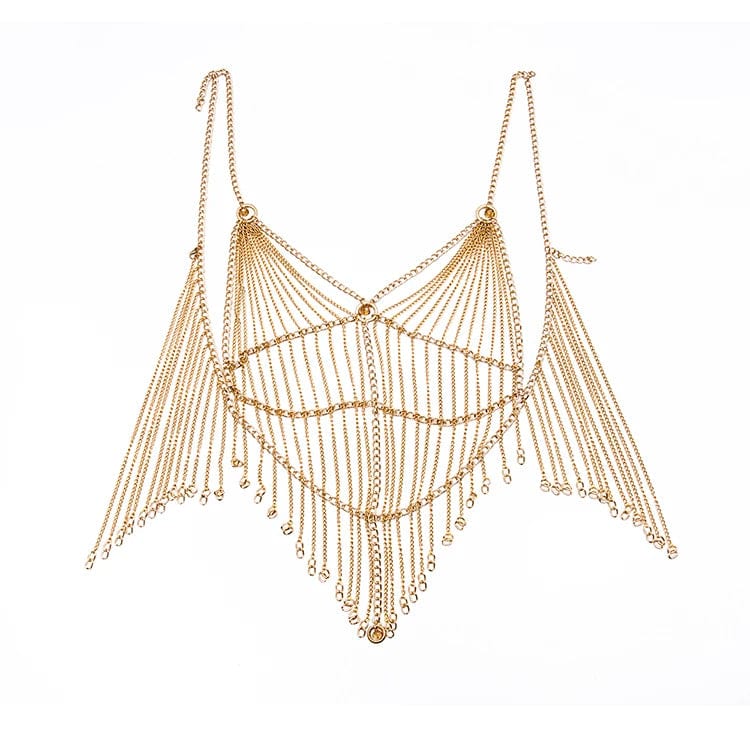 Yellow Original Design Sexy Body Jewelry Bra Chain Long Tassel Halter Jewelry Summer  Bikini Night Bar Sexy Body Belly Chain Wholesale