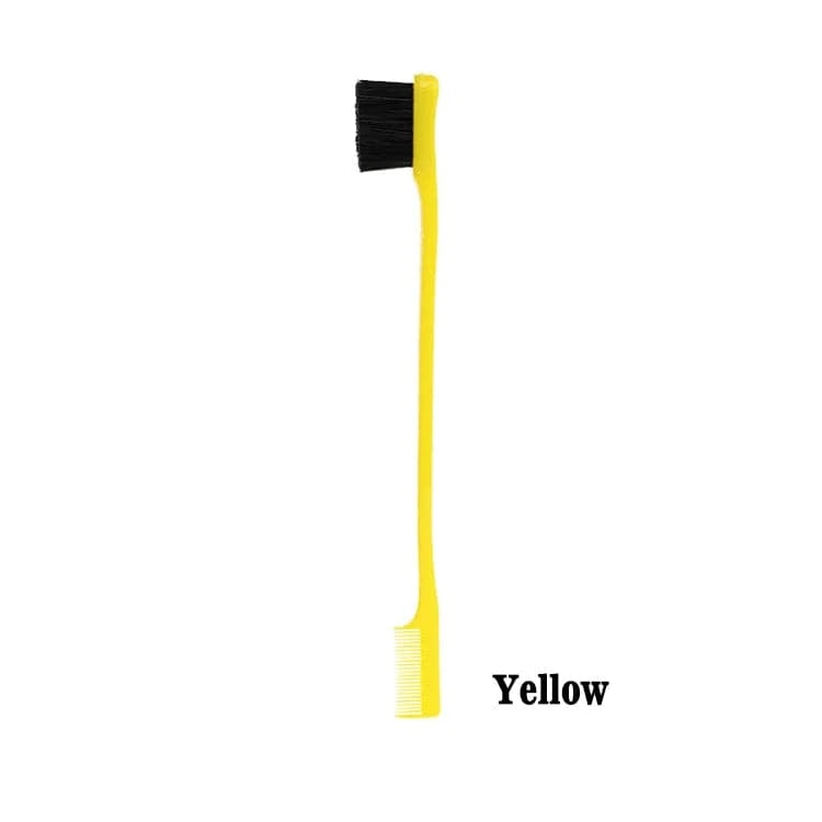 Yellow Wholesale High Quality Double Sided Strong Hold Eye Eyebrow Comb Edge Control Baby Hair Brush