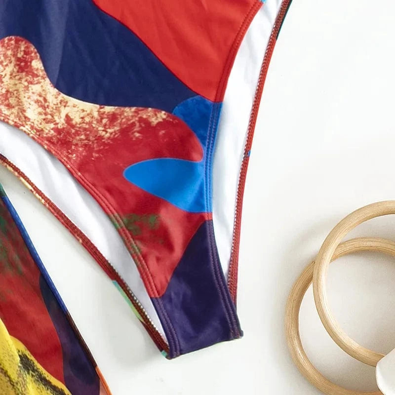 YILIMI Mature women sexy bathing suit tie-dye print bodysuit swimwear with beach cover ups dress