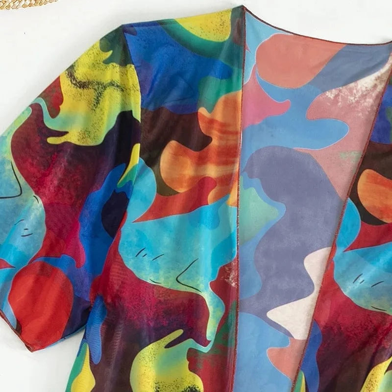 YILIMI Mature women sexy bathing suit tie-dye print bodysuit swimwear with beach cover ups dress