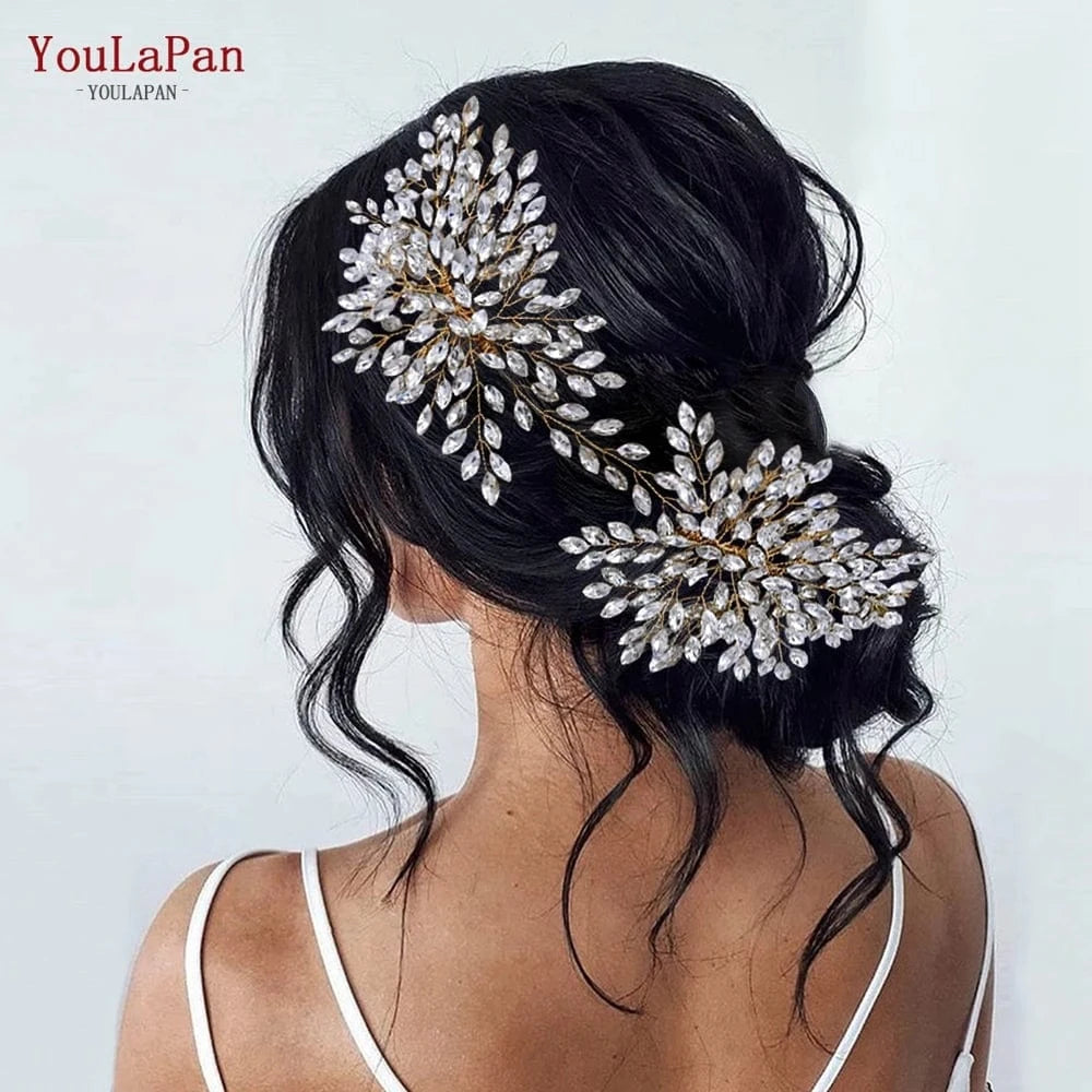 Yolapan HP392 Exquisite Handmade Rhinestones Girl Hair Accessories Three-color wedding Headband Bridal Hair Comb