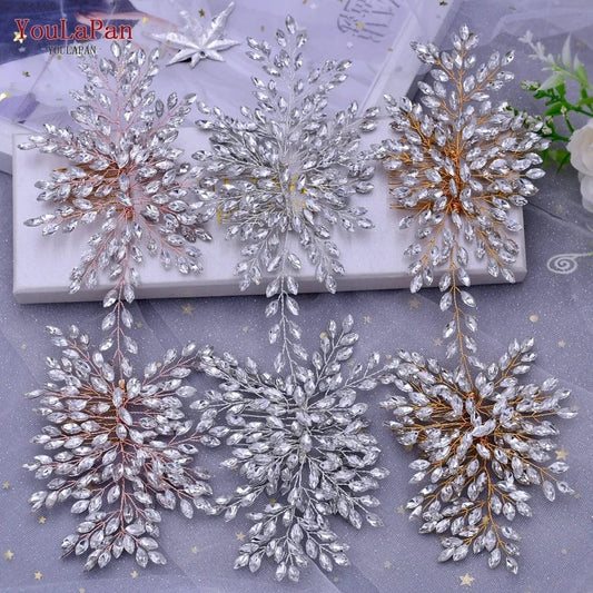 Yolapan HP392 Exquisite Handmade Rhinestones Girl Hair Accessories Three-color wedding Headband Bridal Hair Comb