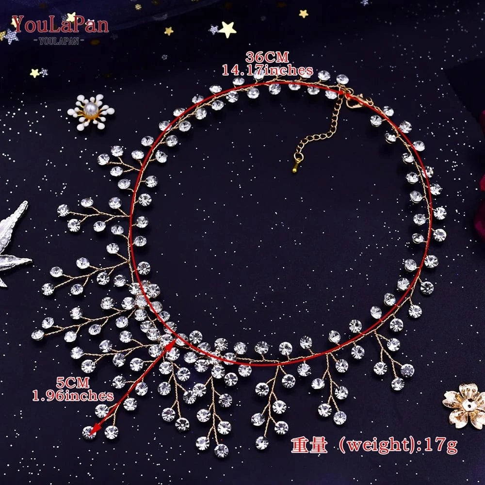 YouLaPan HN01 Hot Sale Rhinestone Necklace Jewelry Party Gift Silver Gold Color Choker Chain Wedding Necklace