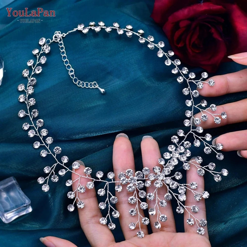 YouLaPan HN01 Hot Sale Rhinestone Necklace Jewelry Party Gift Silver Gold Color Choker Chain Wedding Necklace