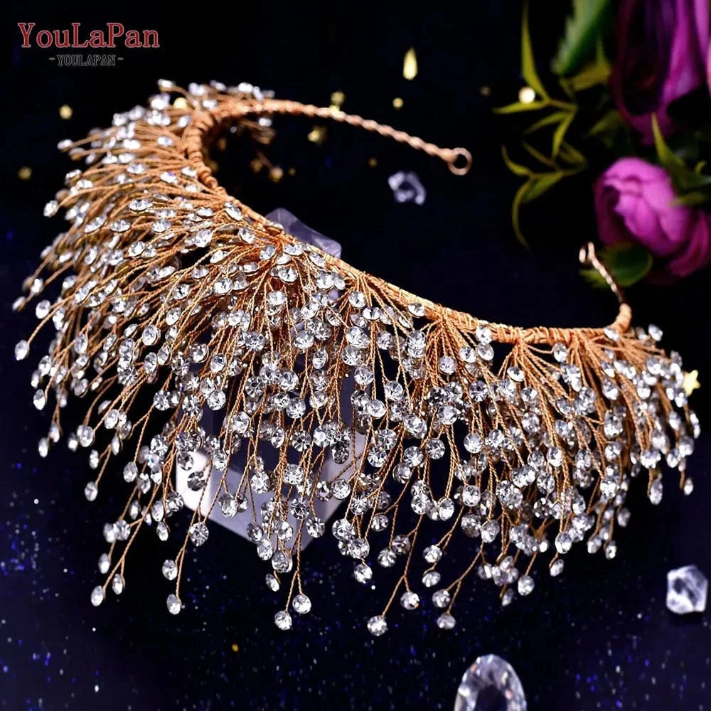 Youlapan HP193 Shiny Full Rhinestones Hair Band Pageant Hair Accessories Luxury Princess Wedding Crown Bridal Tiara