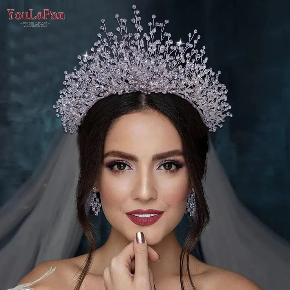 Youlapan HP193 Shiny Full Rhinestones Hair Band Pageant Hair Accessories Luxury Princess Wedding Crown Bridal Tiara