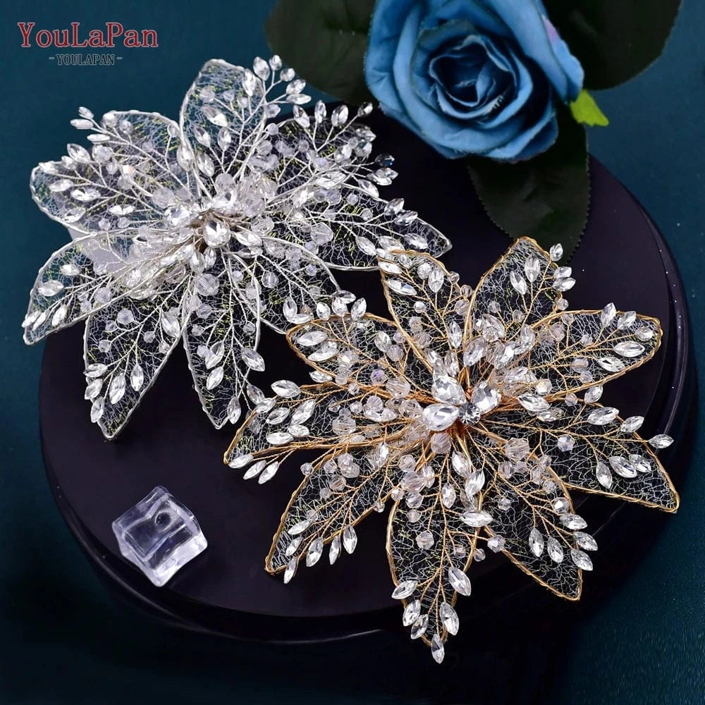 YouLaPan HP217 Popular Simulation Hollow Flower Women Hair Clips Party Hair Accessories Crystal Rhinestone Bridal Headpiece