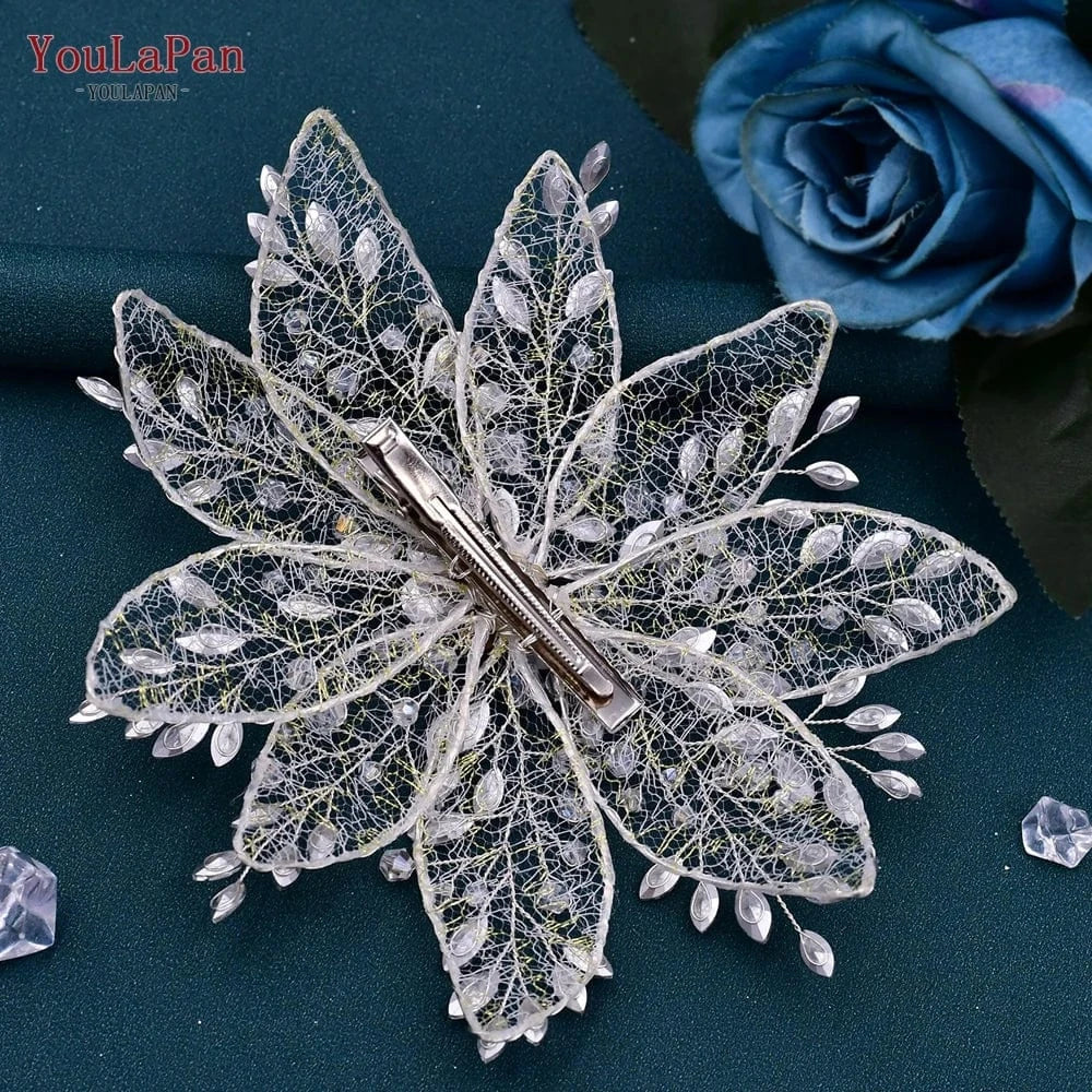 YouLaPan HP217 Popular Simulation Hollow Flower Women Hair Clips Party Hair Accessories Crystal Rhinestone Bridal Headpiece