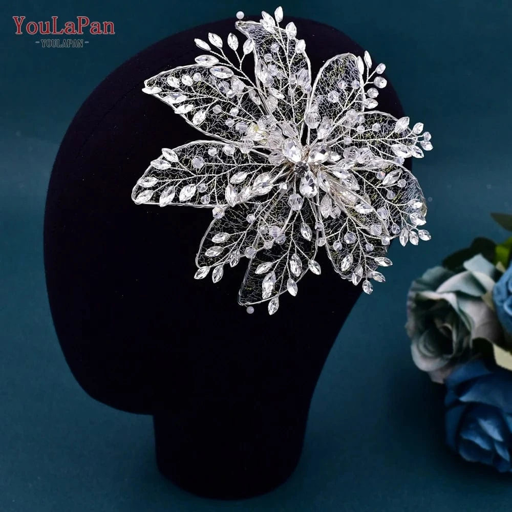 YouLaPan HP217 Popular Simulation Hollow Flower Women Hair Clips Party Hair Accessories Crystal Rhinestone Bridal Headpiece