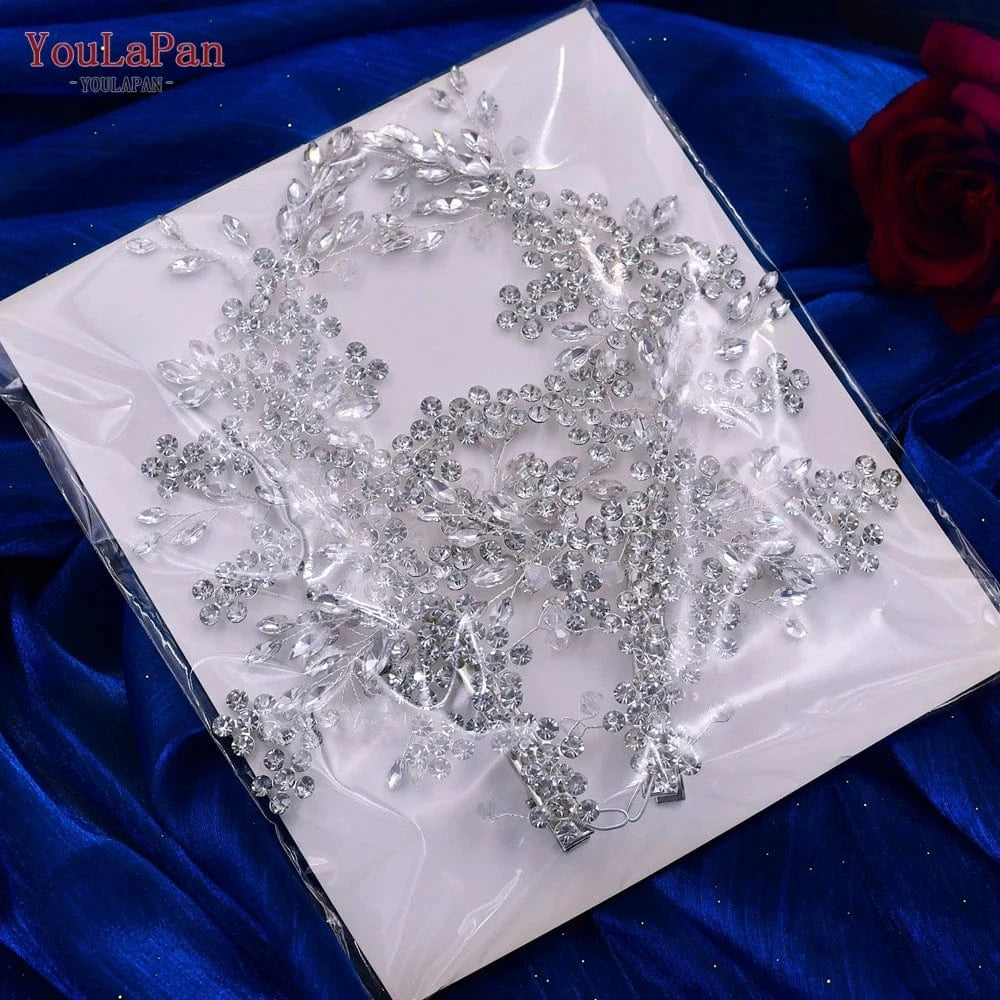 YouLaPan HP253 Sparkling Rhinestone Blossom Branch Hair Clip Gold Silver Headwear  Wedding Pageant Bridal Hair Accessories