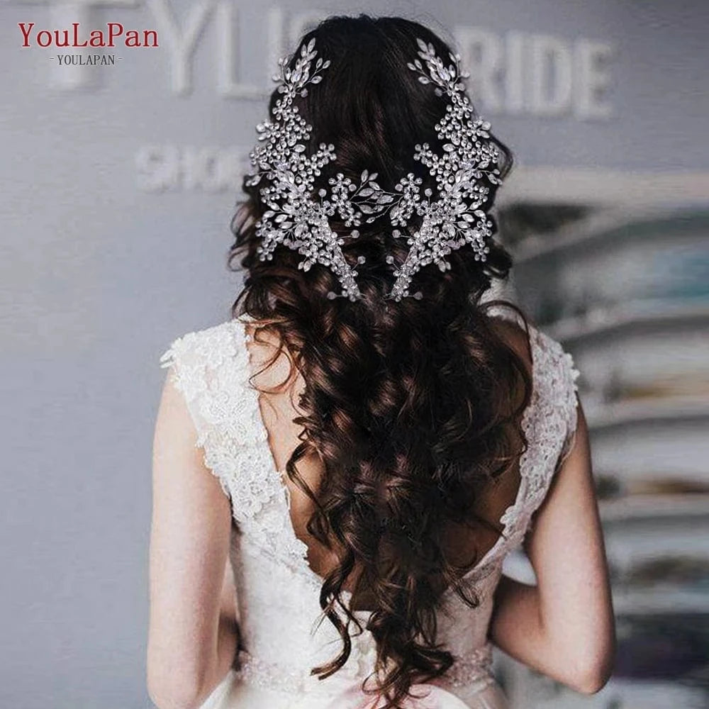 YouLaPan HP253 Sparkling Rhinestone Blossom Branch Hair Clip Gold Silver Headwear  Wedding Pageant Bridal Hair Accessories