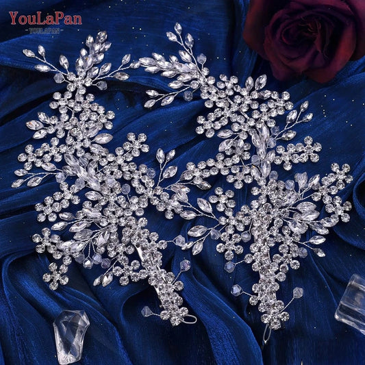 YouLaPan HP253 Sparkling Rhinestone Blossom Branch Hair Clip Gold Silver Headwear  Wedding Pageant Bridal Hair Accessories