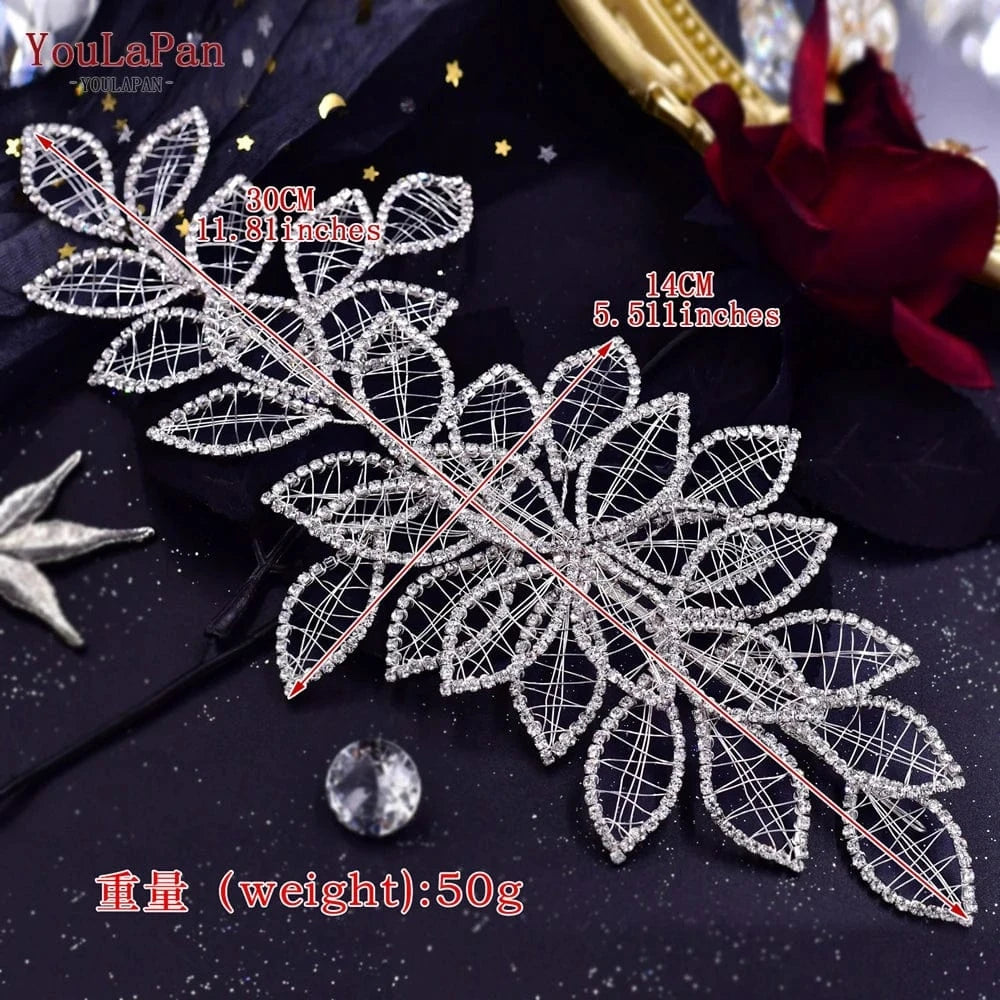 YouLaPan HP256-X Fashion Rhinestone Hollow Leaves Ladies Headpiece Stage Styling Headband Wedding Bridal Hair Accessories