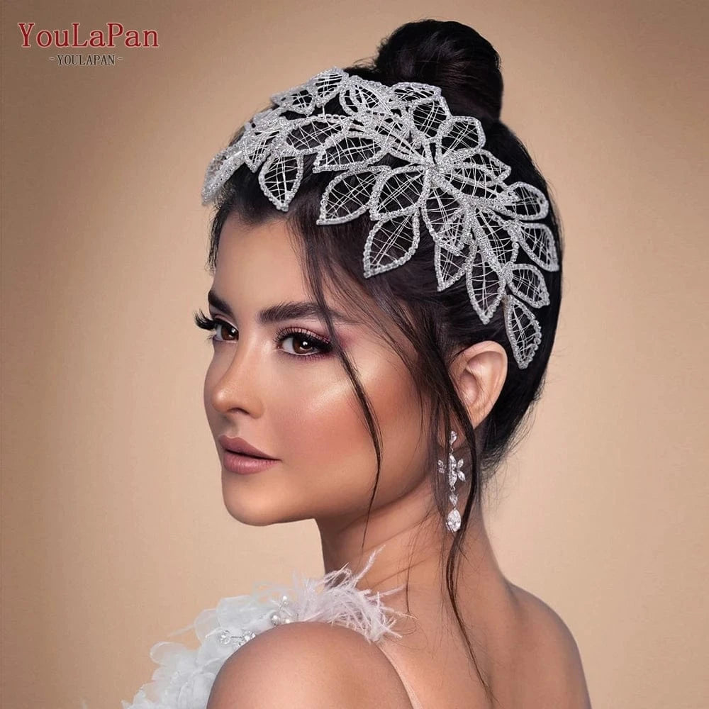 YouLaPan HP256-X Fashion Rhinestone Hollow Leaves Ladies Headpiece Stage Styling Headband Wedding Bridal Hair Accessories