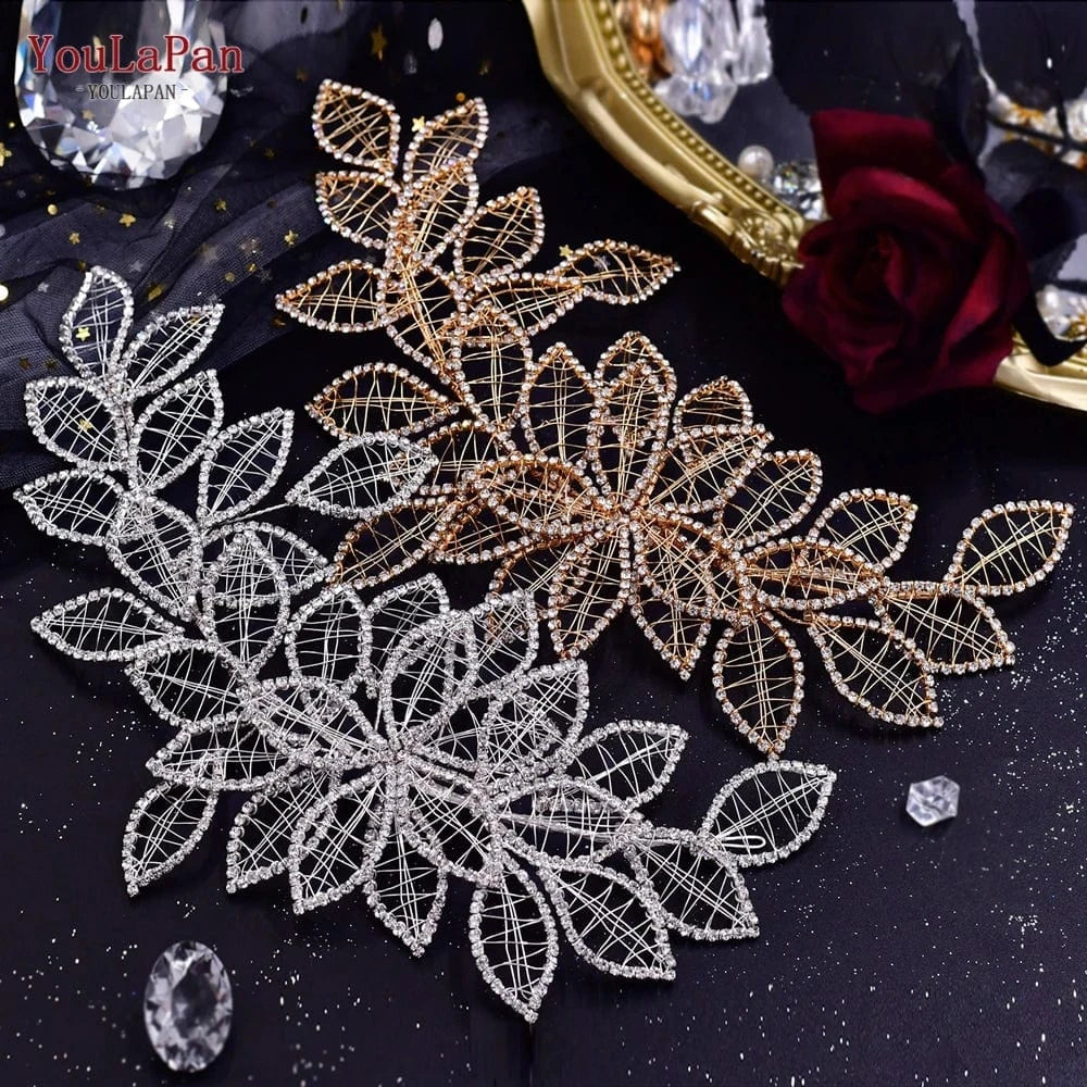 YouLaPan HP256-X Fashion Rhinestone Hollow Leaves Ladies Headpiece Stage Styling Headband Wedding Bridal Hair Accessories