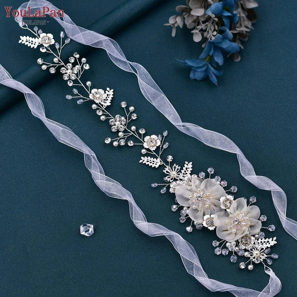 Youlapan HP275 Elegant Female Hair Accessories Headband Wedding Headdress Set Bridal Hair Band Alloy and Crystal Flowers Polybag