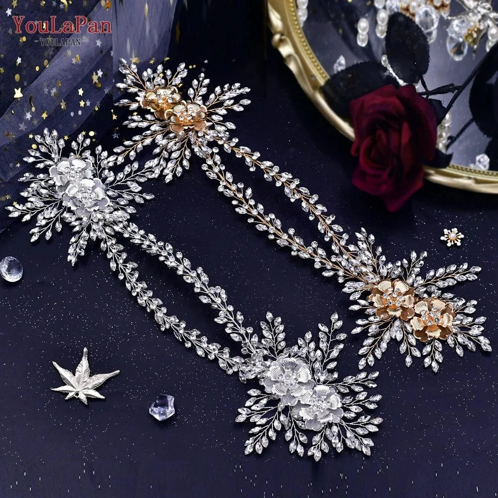 YouLaPan HP284 Fashion Alloy Flower Woman Headwear Beauty Pageant Wedding Hair Band Sparkling Rhinestone Bridal Headband