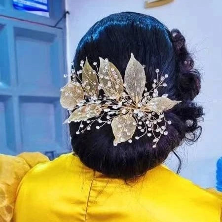 YouLaPan HP285 Elegant Rhinestone Women's Hair Accessories Faux Leaves Wedding Hair Piece Gold and Silver Bridal Headband