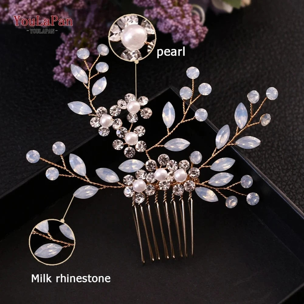 YouLaPan HP293 Personalized Ladies Daily Headdress  Wedding Hair Accessories Bridal Pearls Rhinestone Hair Comb