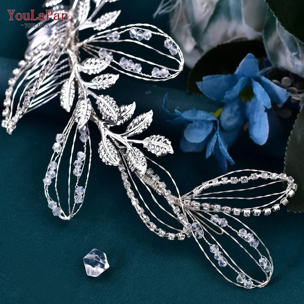 YouLaPan HP316 Under $5 Long Woman Hair Slice Gold Silver Alloy Leaves Side Comb Bridal Wedding Hair Accessories