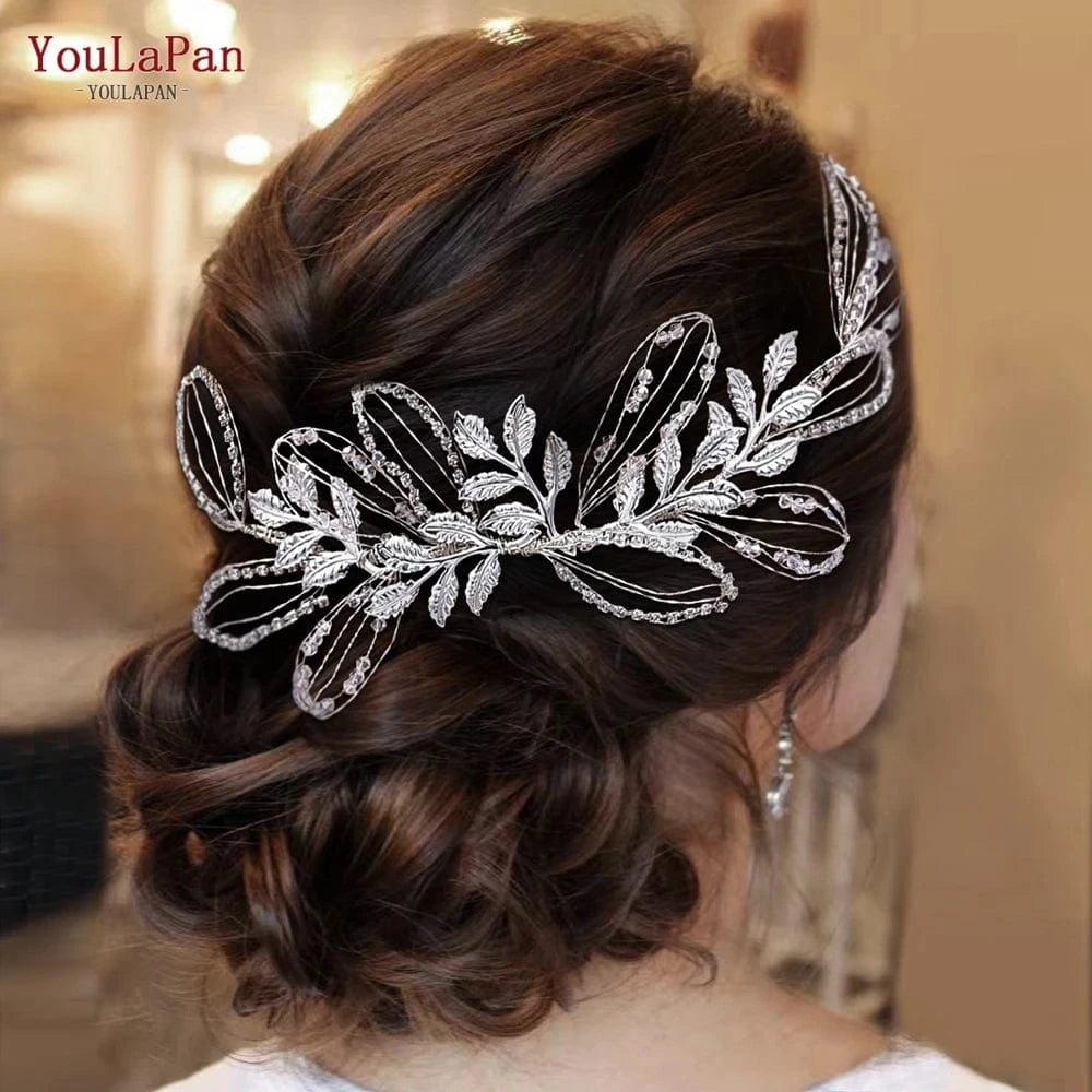 YouLaPan HP316 Under $5 Long Woman Hair Slice Gold Silver Alloy Leaves Side Comb Bridal Wedding Hair Accessories