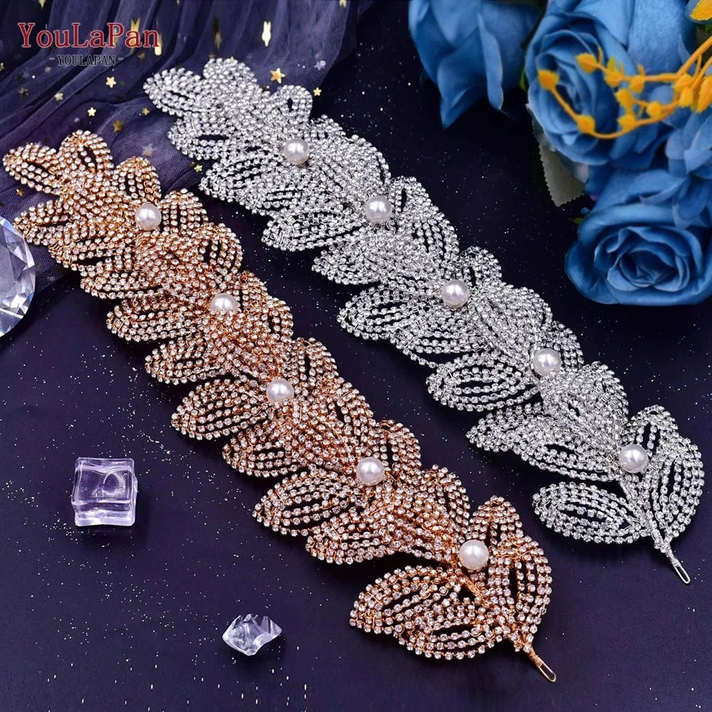 YouLaPan HP366 Diamond Pearl Hair Piece Crown Ladies Hair Jewelry Luxury Party Wedding Headband Bridal Headdress