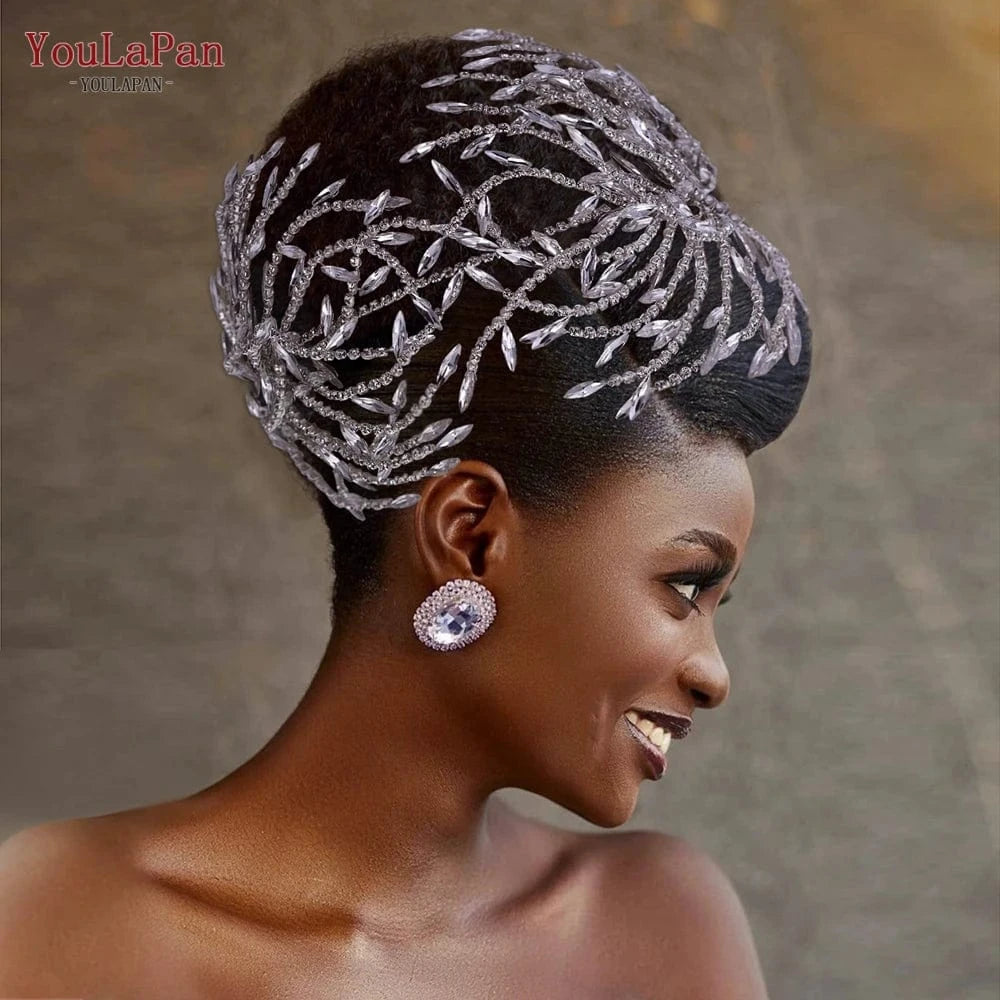 Youlapan HP421 Fashion Woman Hair Band  Gold Silver Rhinestone Tentacle Hair Accessories Bridal Wedding Party Headbands