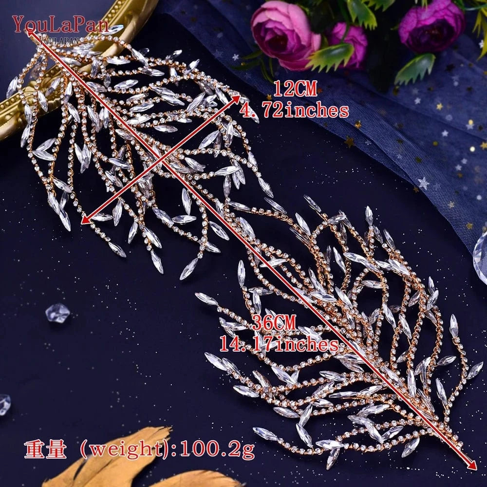 Youlapan HP421 Fashion Woman Hair Band  Gold Silver Rhinestone Tentacle Hair Accessories Bridal Wedding Party Headbands