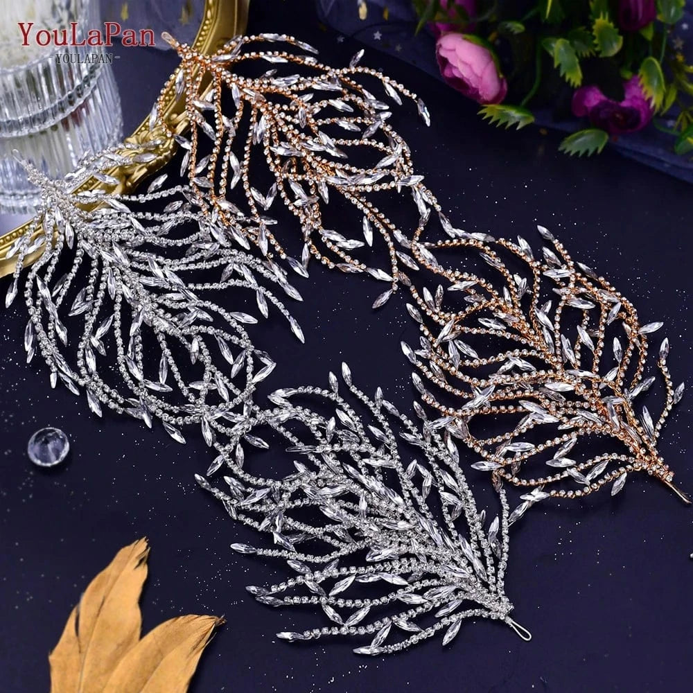 Youlapan HP421 Fashion Woman Hair Band  Gold Silver Rhinestone Tentacle Hair Accessories Bridal Wedding Party Headbands