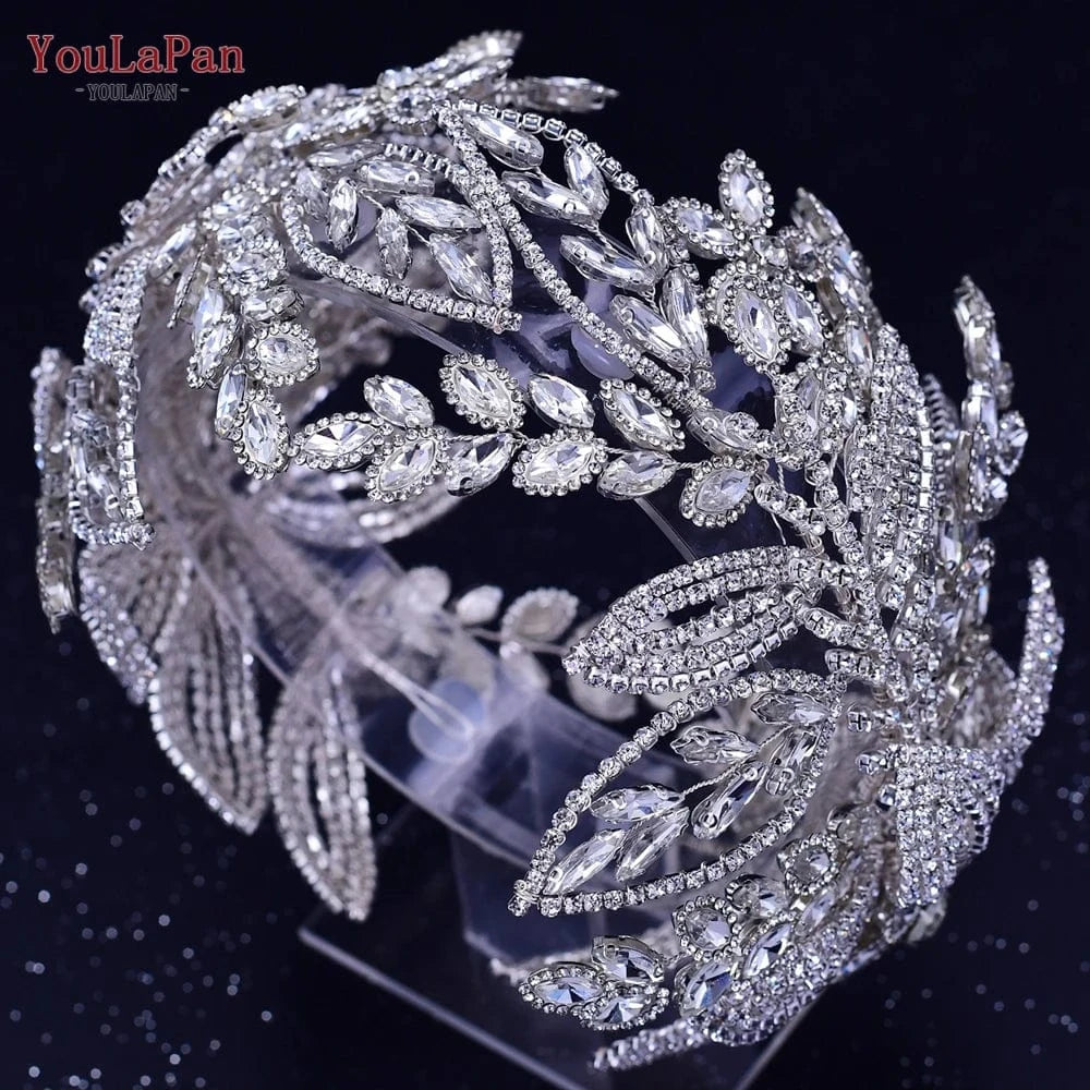 YouLaPan HP427 Luxurious Woman Hair Accessories Handmade Rhinestone Flowers Big Hair Pieces Beauty Wedding Bridal Headwear