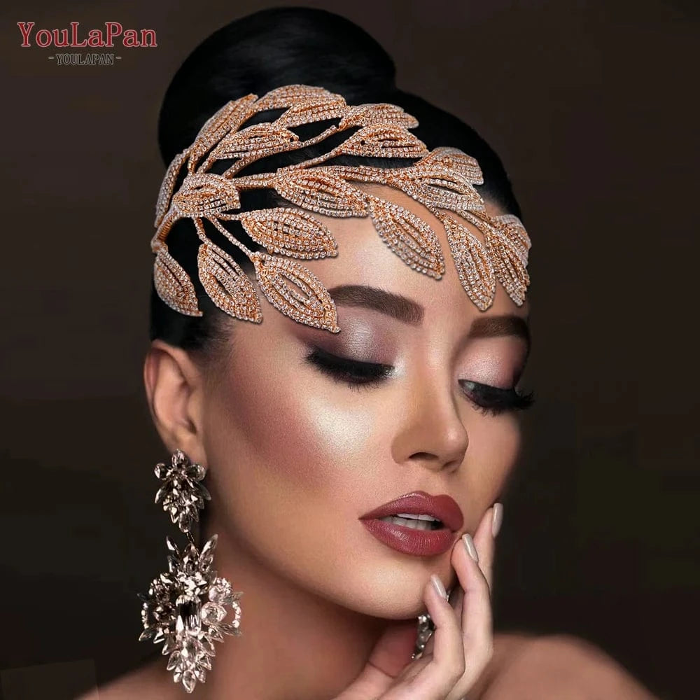 Youlapan HP452 New Design Diamond Chain Leaf Styling Wedding Hair Accessories Bridal Hair Comb Tiara Rhinestone Bridal Jewelry
