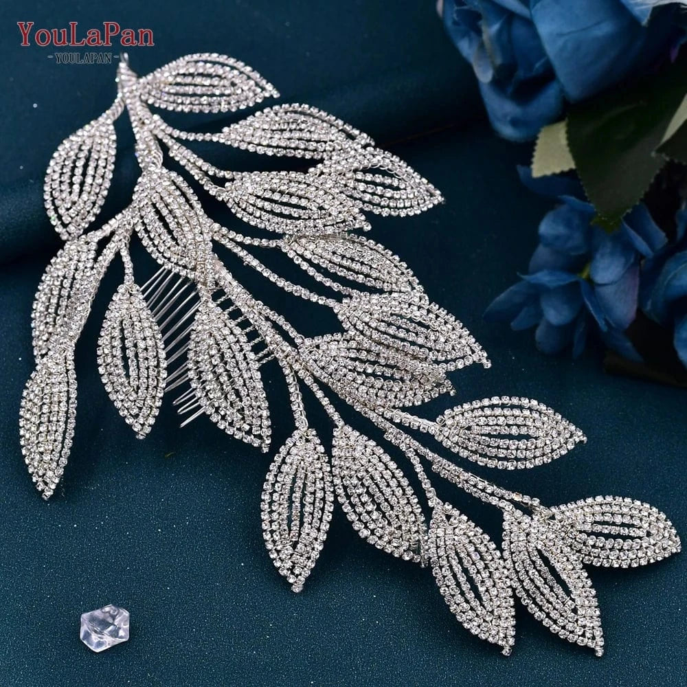 Youlapan HP452 New Design Diamond Chain Leaf Styling Wedding Hair Accessories Bridal Hair Comb Tiara Rhinestone Bridal Jewelry