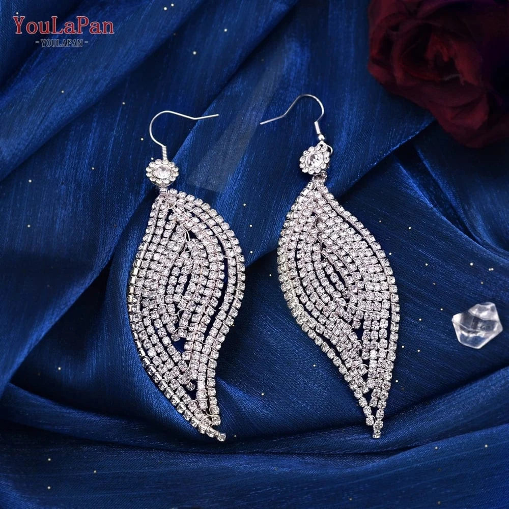 YouLaPan HP455 Shiny Women Party Pageant Headpiece Silver Rhinestone Wedding Accessories Alloy Leaves Bridal Tiara